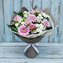 Букет цветов из:  Герберы, Альстромерии и Хризантемы в Железногорске-Илимском