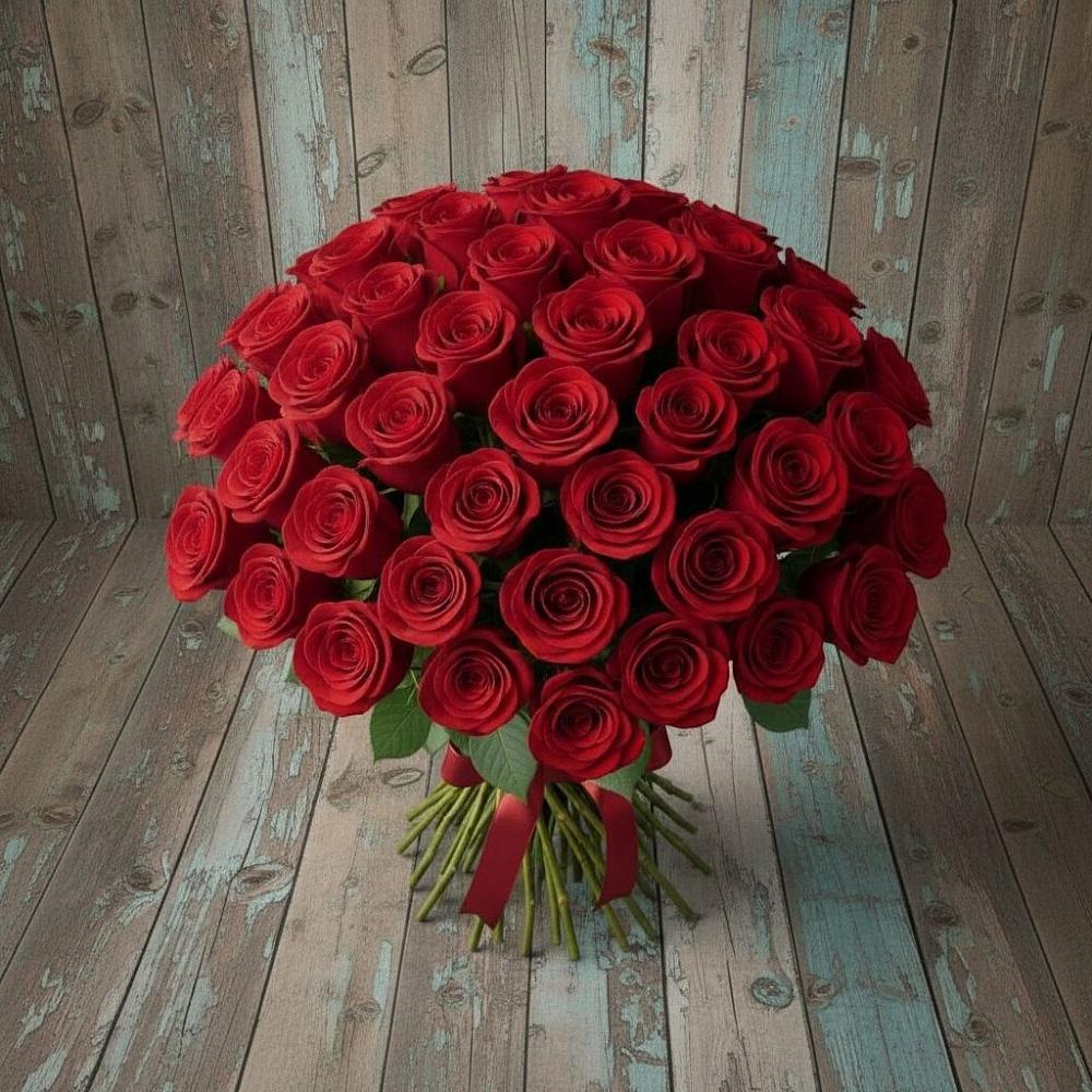 Букет 55 Красных роз Фридом в Железногорске-Илимском