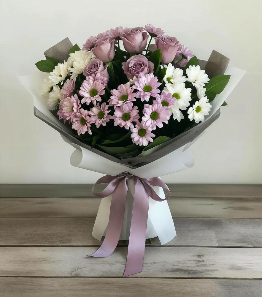 Букет цветов из: Хризантемы и Розы в Железногорске-Илимском