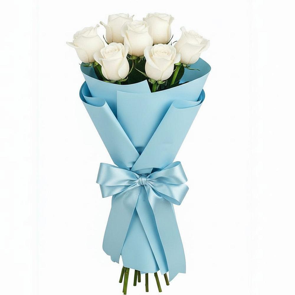 Букет 7 белых роз Проуд в Железногорске-Илимском