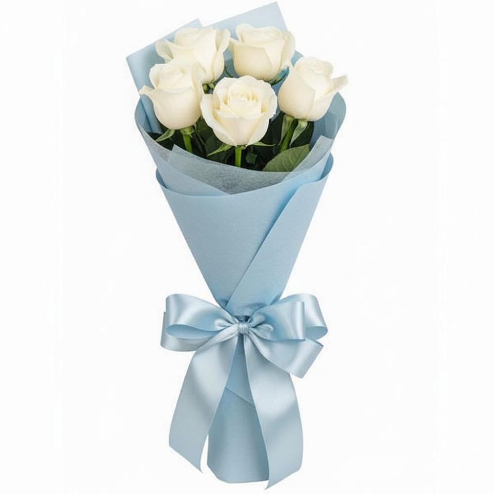 Букет 5 Белых роз Проуд в Железногорске-Илимском