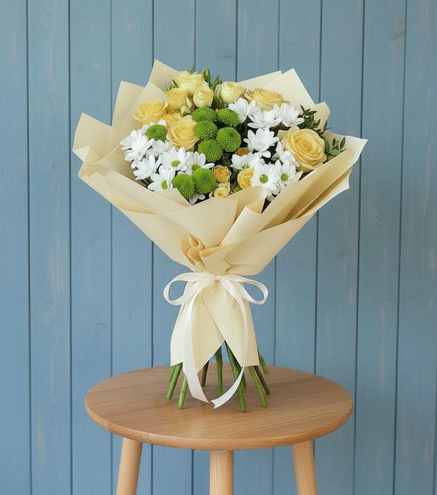 Букет цветов из: Хризантемы и Розы в Железногорске-Илимском