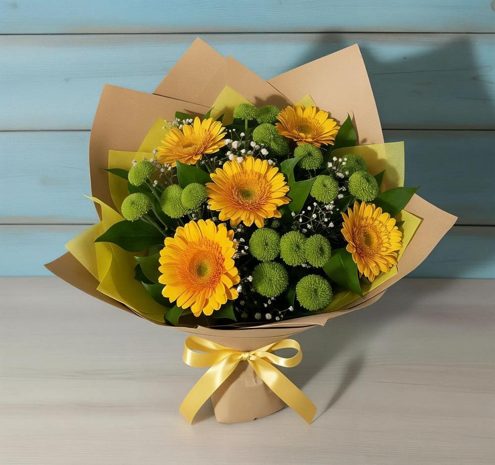 Букет цветов из: Герберы и Хризантемы в Железногорске-Илимском