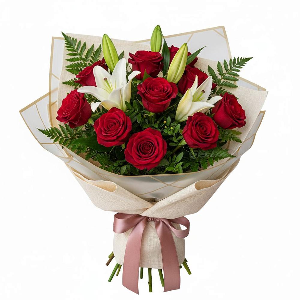 Букет цветов из: Лилии и Розы в Железногорске-Илимском