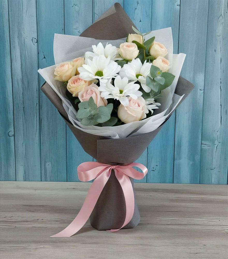 Букет цветов из: Хризантемы и Розы в Железногорске-Илимском