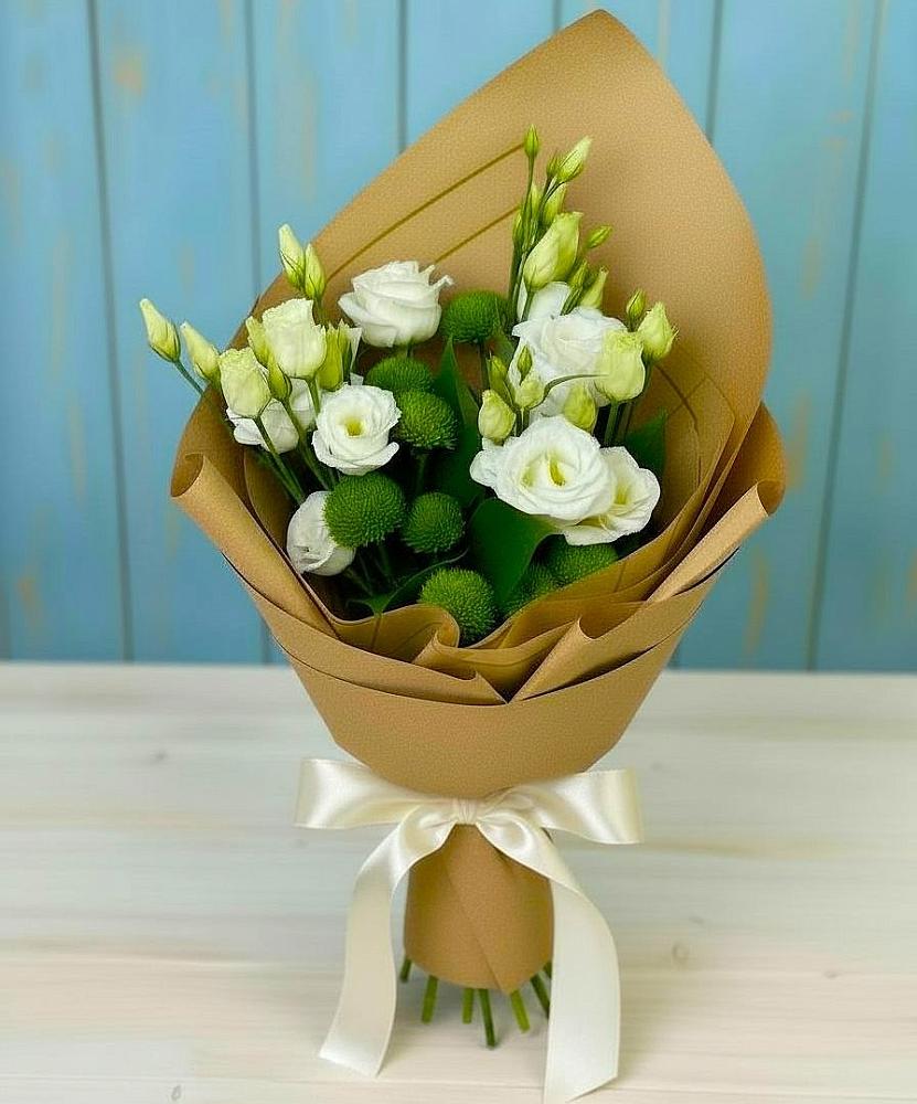 Букет цветов из: Хризантемы и Лизиантусы в Железногорске-Илимском