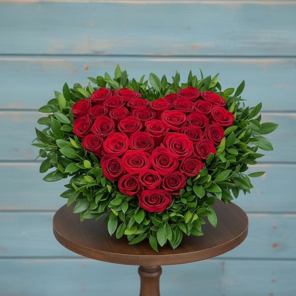 Цветочная композиция из Розы в виде сердца в Железногорске-Илимском