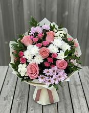 Букет цветов из:  Альстромерии, Гвоздики, Розы и Хризантемы #REPLACE_PRED# Железногорске-Илимском