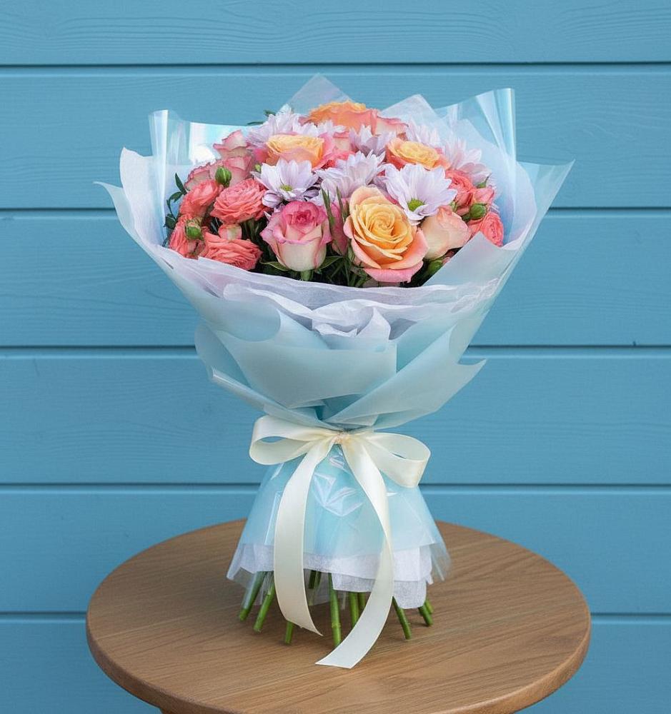 Букет цветов из: Хризантемы и Розы в Железногорске-Илимском