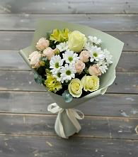 Букет цветов из:  Альстромерии, Розы и Хризантемы в Железногорске-Илимском