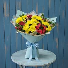 Букет цветов из:  Альстромерии и Хризантемы в Железногорске-Илимском